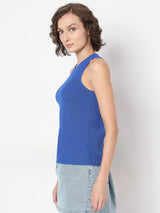 Women's Blue Ribbed Tank Top