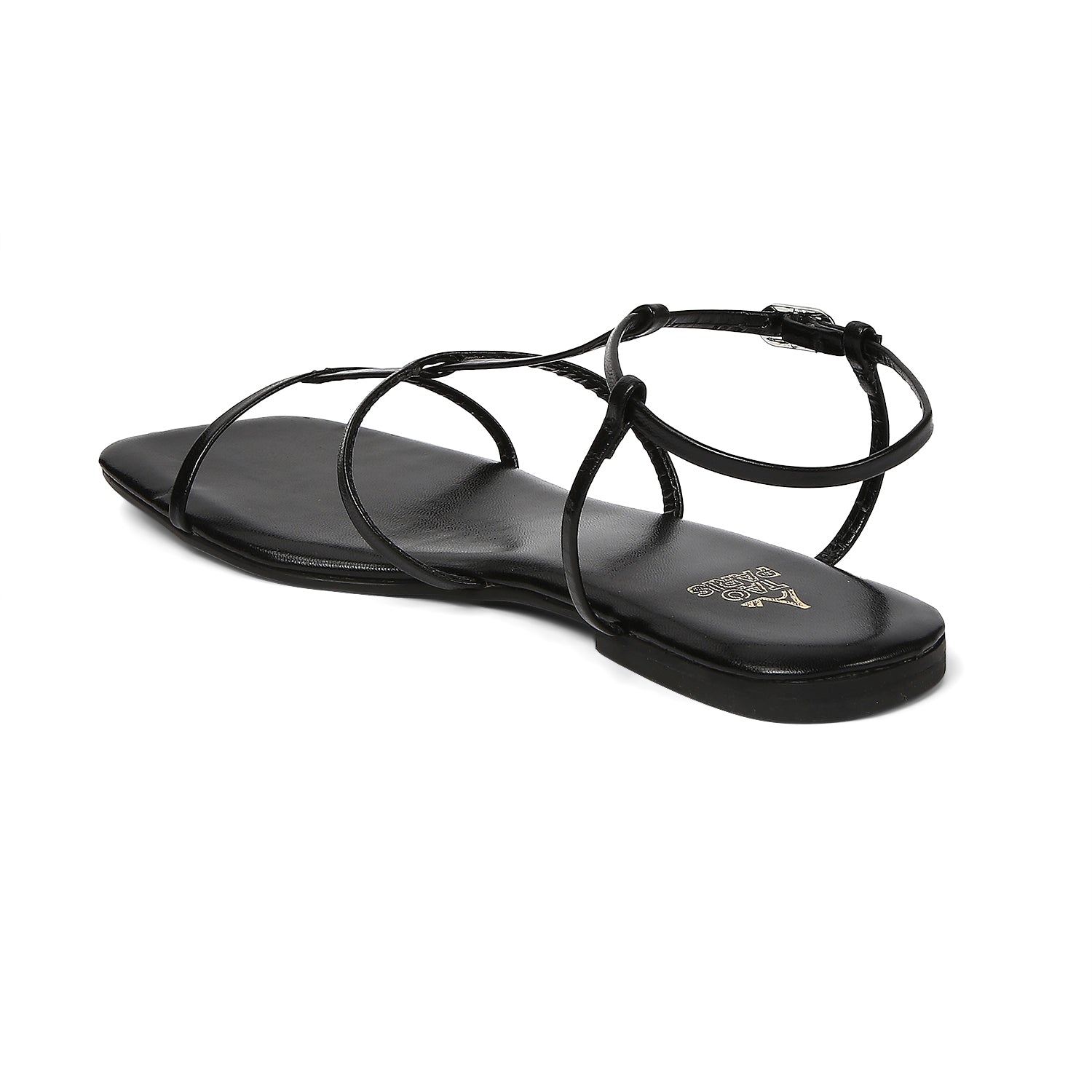 Women's Black Casual Leather Slingback