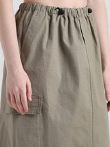 Women's Beige Woven Casual Solid Knee Length Skirt