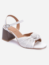 Women's White Casual Leather Ankle Strap