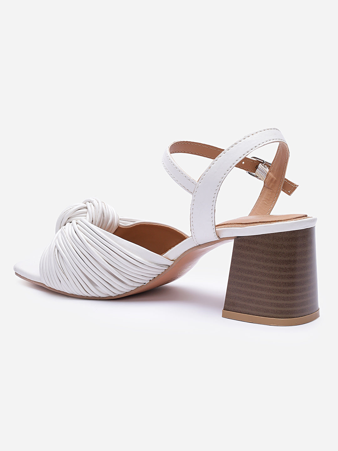 Women's White Casual Leather Ankle Strap