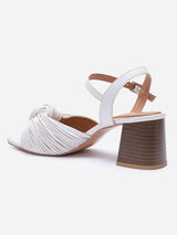 Women's White Casual Leather Ankle Strap
