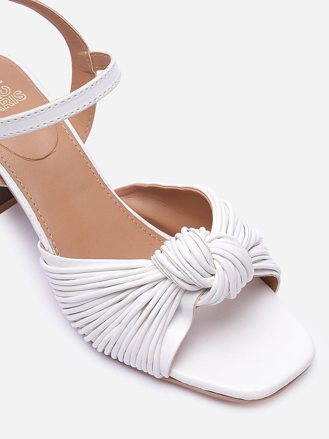 Women's White Casual Leather Ankle Strap