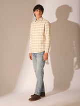 Men's White Casual Regular Fit Checked Full Sleeves Shirt