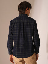 Men's Blue Casual Regular Fit Checked Full Sleeves Shirt