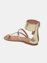 Women's Gold Casual Leather Gladiator Sandals