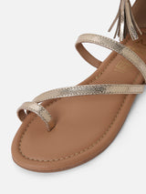 Women's Gold Casual Leather Gladiator Sandals