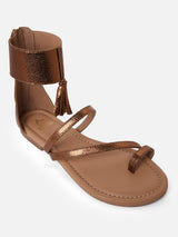 Women's Brown Casual Leather Gladiator Sandals