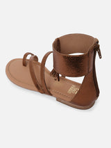 Women's Brown Casual Leather Gladiator Sandals