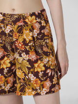 Women's Brown Woven Casual Above Knee Shorts