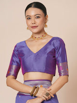 Women's Silk Blend Purple Woven Design Designer Saree with Blouse Piece