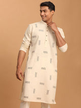 Men's Cream Festive Ethnic Full Sleeves Kurta