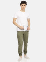 Men's Slim Fit Solid Mid Rise Cuffed Jogger