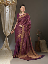 Women's Burgundy Festive Kanjeevaram Saree