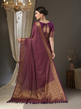 Women's Burgundy Festive Kanjeevaram Saree