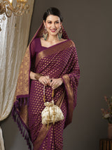 Women's Burgundy Festive Kanjeevaram Saree