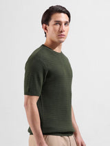 Men's Green Casual Slim Fit Solid Half Sleeves Tshirt