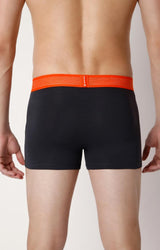 Men's Dark Grey Orange Mid-Rise Solid Trunk