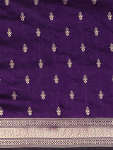 Women's Silk Blend Purple Woven Design Designer Saree with Blouse Piece