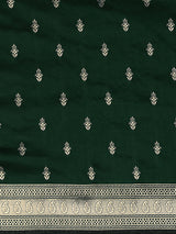 Women's Silk Blend Green Woven Design Designer Saree With Blouse Piece