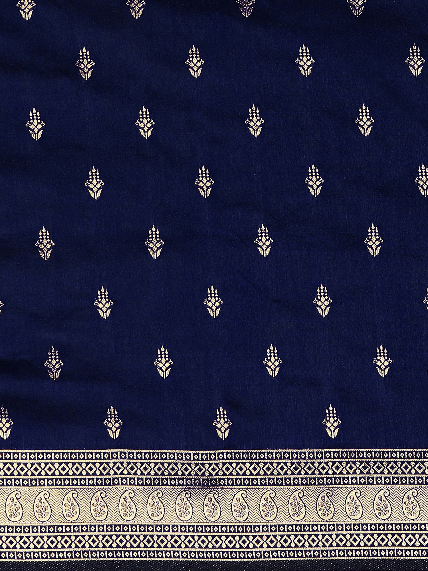 Women's Silk Blend Navy Woven Design Designer Saree with Blouse Piece