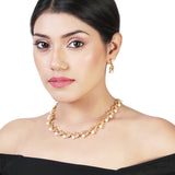 Women's Gold Plated Gorgeous Designer Necklace Set with Crystals and Pearls