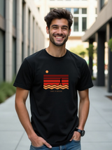 Men's Black Half Sleeves Graphic Printed Cotton Tshirt