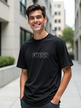 Men's Black Half Sleeves Graphic Printed Cotton Tshirt