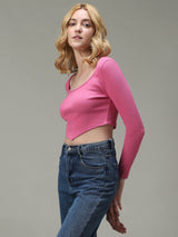 Women's Pink Casual Slim Fit Solid Top