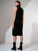 Women's Black Casual Solid Sleeveless Sweater