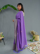 Women's Purple Pure Cotton Saree