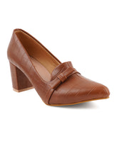Women's Brown Casual Slip-On Heels