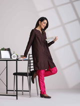 Women's Brown Casual Solid Co-ords Set