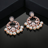 Women's Rose Gold Plated Beautiful Pearl Drop Earrings