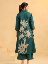 Women's Teal Bloom Statement Floral Kurta Set
