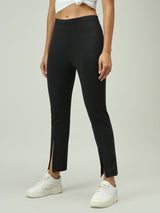 Women's Black Casual Slim Fit Solid Trouser