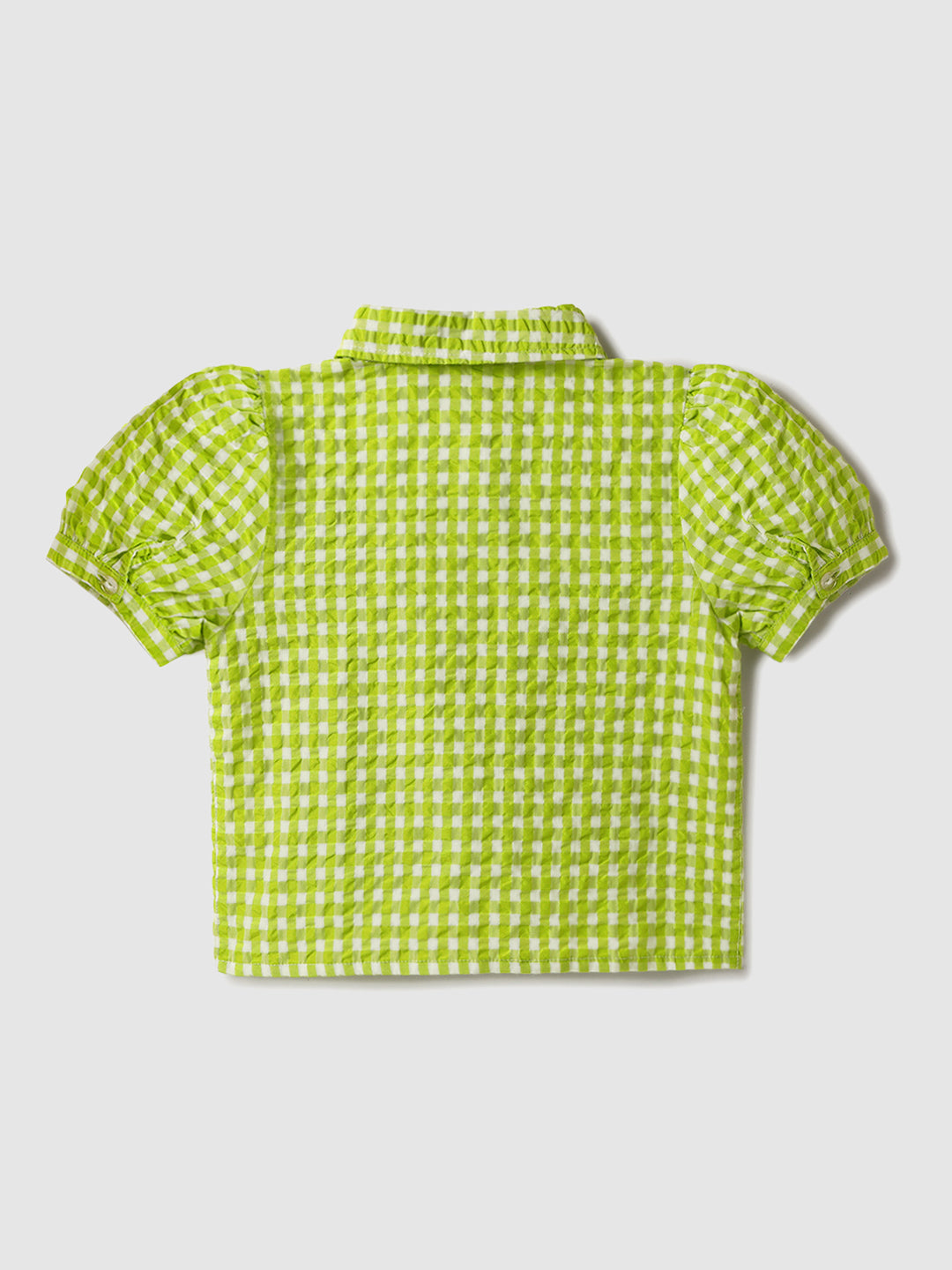 Girls Green Gingham Checkered Top