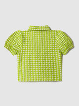 Girls Green Gingham Checkered Top