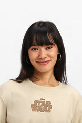 Women's Beige Casual Printed Oversized Half Sleeves Tshirt
