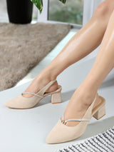 Women's Beige Casual Strap Heels