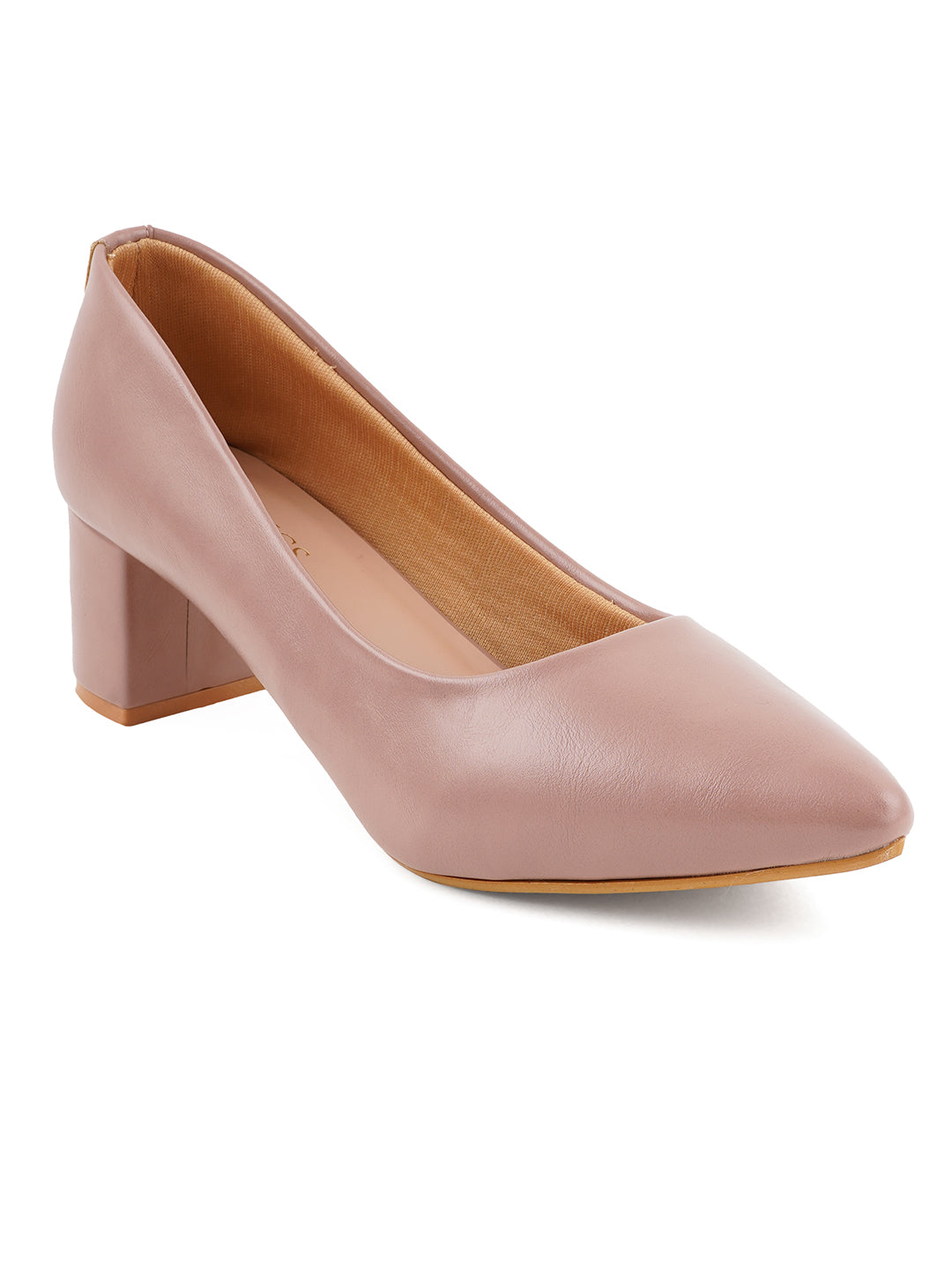 Women's Peach Casual Slip-On Heels
