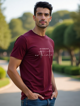 Men's Maroon Half Sleeves Graphic Printed Cotton Tshirt