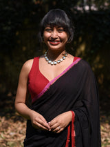 Women's Black Casual Cotton Blend Saree