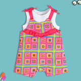Girls Pink Casual Regular Fit Printed Sleeveless Dress
