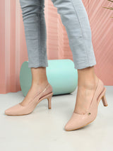 Women's Peach Pointed-Toe Slingback Heels