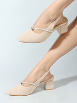 Women's Beige Casual Strap Heels