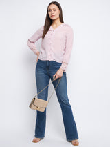 Women's Pink Casual Regular Fit Solid Full Sleeves Shirt