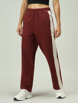 Women's Brown Casual Wide Leg Solid Trackpant