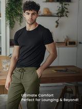 Men's Green Cotton Regular Knit Solid Jogger