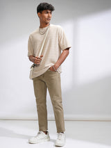 Men's Khaki Casual Solid Comfort Stretchable Jeans
